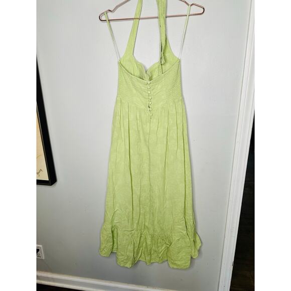 ASHLEY PARK X RTR Green Cotton Blend A-Line Halter Neck Tie Midi Dress Size 2 - Picture 6 of 14